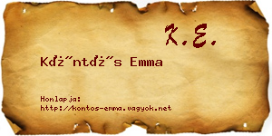 Köntös Emma névjegykártya
